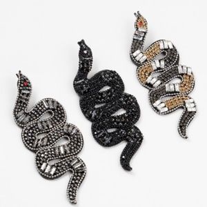 Rhinestone Glass Crystal Snake Handmade Earrings